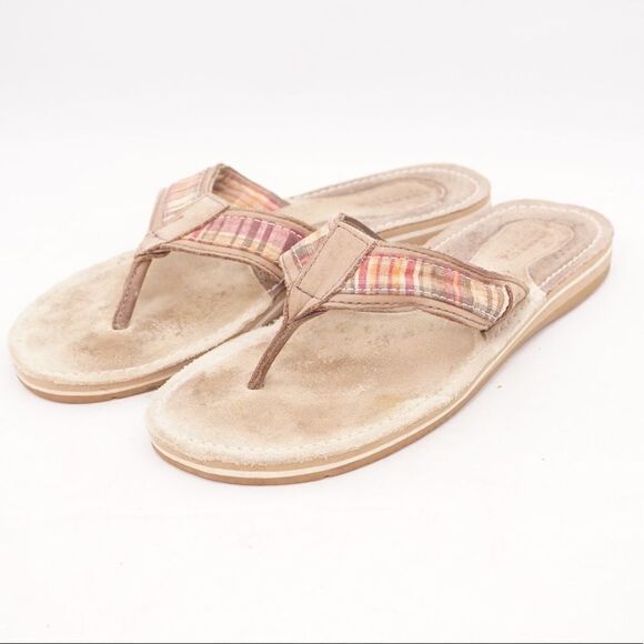 SPERRY TopSider Plaid Leather Thong Sandals, 7 - Picture 4 of 10